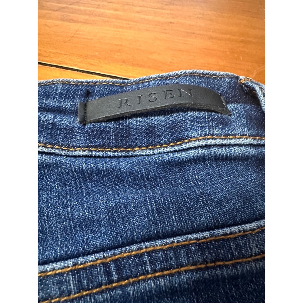 Risen Los Angeles High Rise Distressed Button Fly Denim Shorts Dark Wash Small - Picture 9 of 9